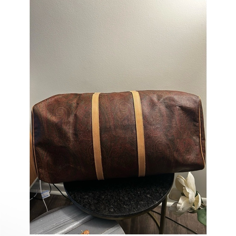 ETRO BOSTON RED PAISLEY Weekend Bag with Luggage Tag, Crossbody Strap, Clochette - Picture 10 of 15